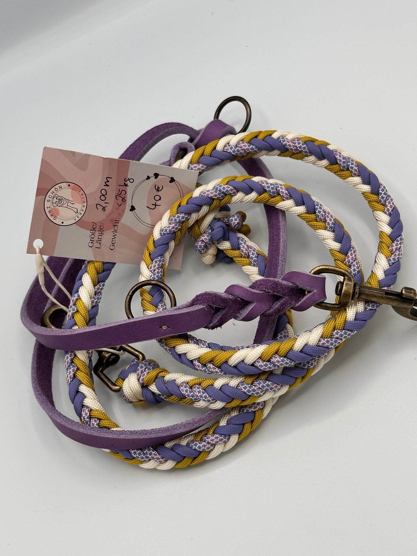 Fettleder x Paracord Leine 2,00 m